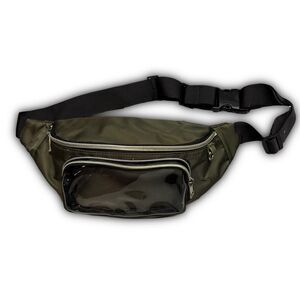 Olive Green fanny pack clear pocket
